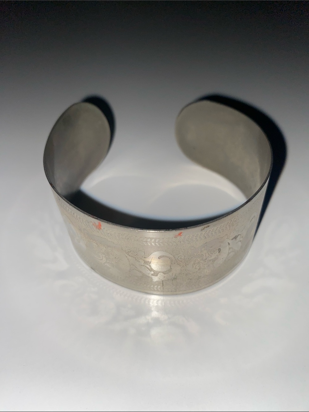 Engraved Silver-Tone Wide Cuff Bracelet